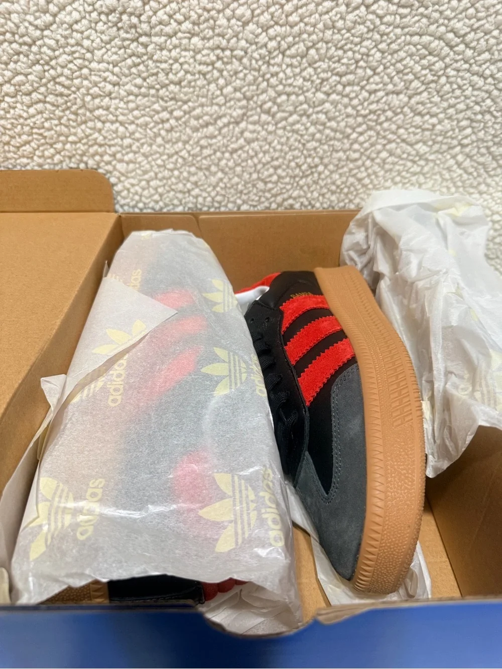 adidas Samba XLG Black, Red & Gray with Gum Sole
